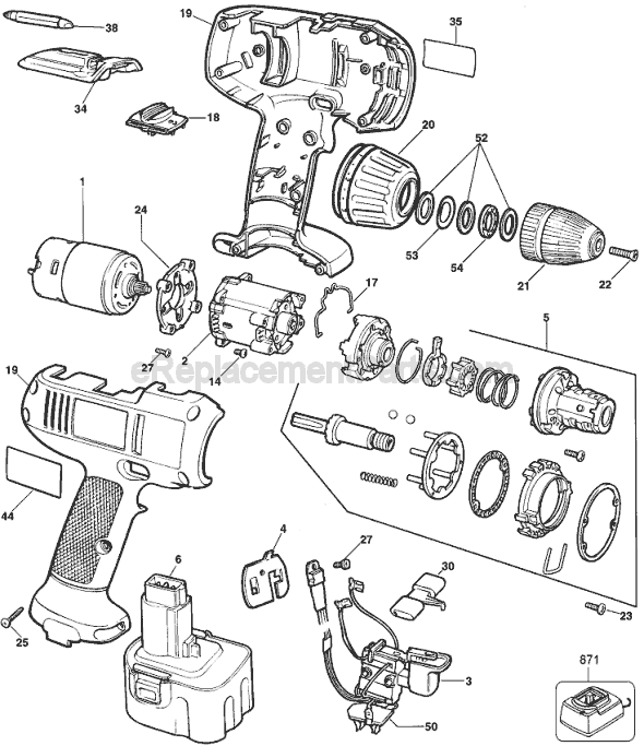 Page A Diagram and Parts List for Q100 Type 1 Black and Decker Cordless Drill